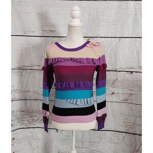 Sonia Rykiel Merino Wool Multicolor Ruffle Sweater Size Small